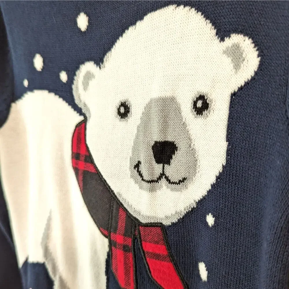 The Children's Place Toddler Sweater 2T Navy Polar Bear Festive Holiday Cotton